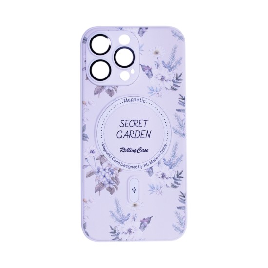 Capa Magnetic com Desenho De Flores para Apple iPhone 14 Pro Max Rosa